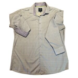 Tom Baine Slim Fit Plaid Performance Dress Shirt‎ Comfort Stretch XXL (18-18.5)
